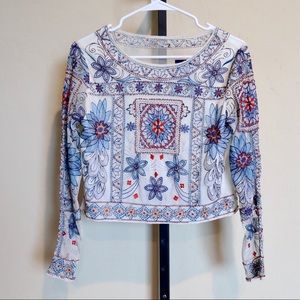 ZARA embroidered top, mesh back, size Small
